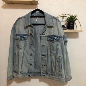 Free People Oversized Light Wash Denim Jacket